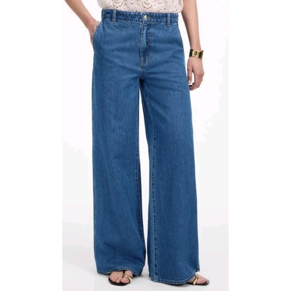 Madewell Wide Leg Sweep Denim‎ Trousers 27 Cotton High Waist Grunge Boho Cottage
